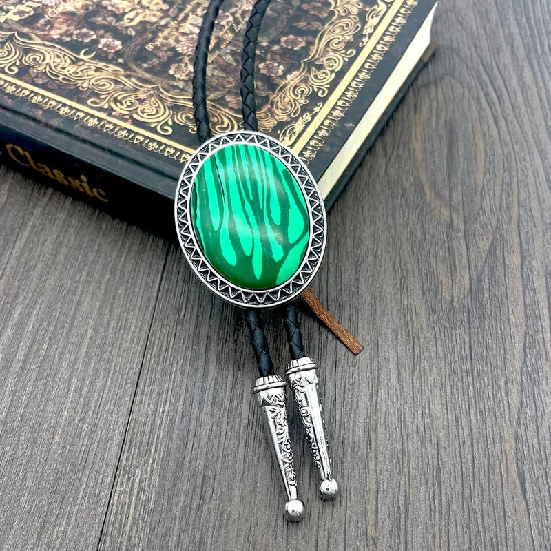 QUKE Stone Bolo Tie Native Western Cowboy Hand-woven Leather Bola Tie Necktie for Men Women - Image 5
